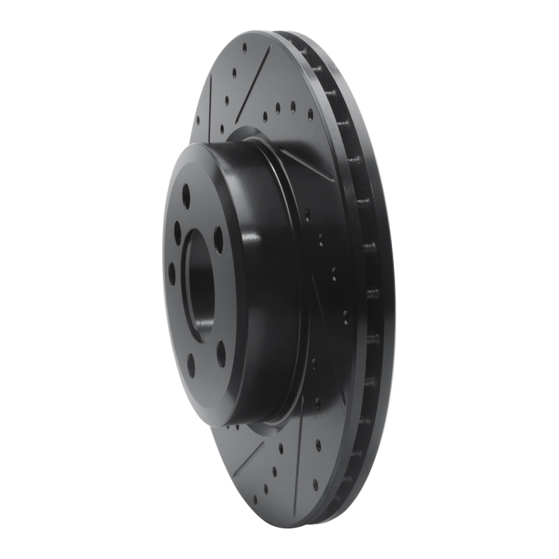 BMW X3 Brake Rotor (1) - Front Left - R1 Concepts - Drilled & Slotted - Black - `04-`10